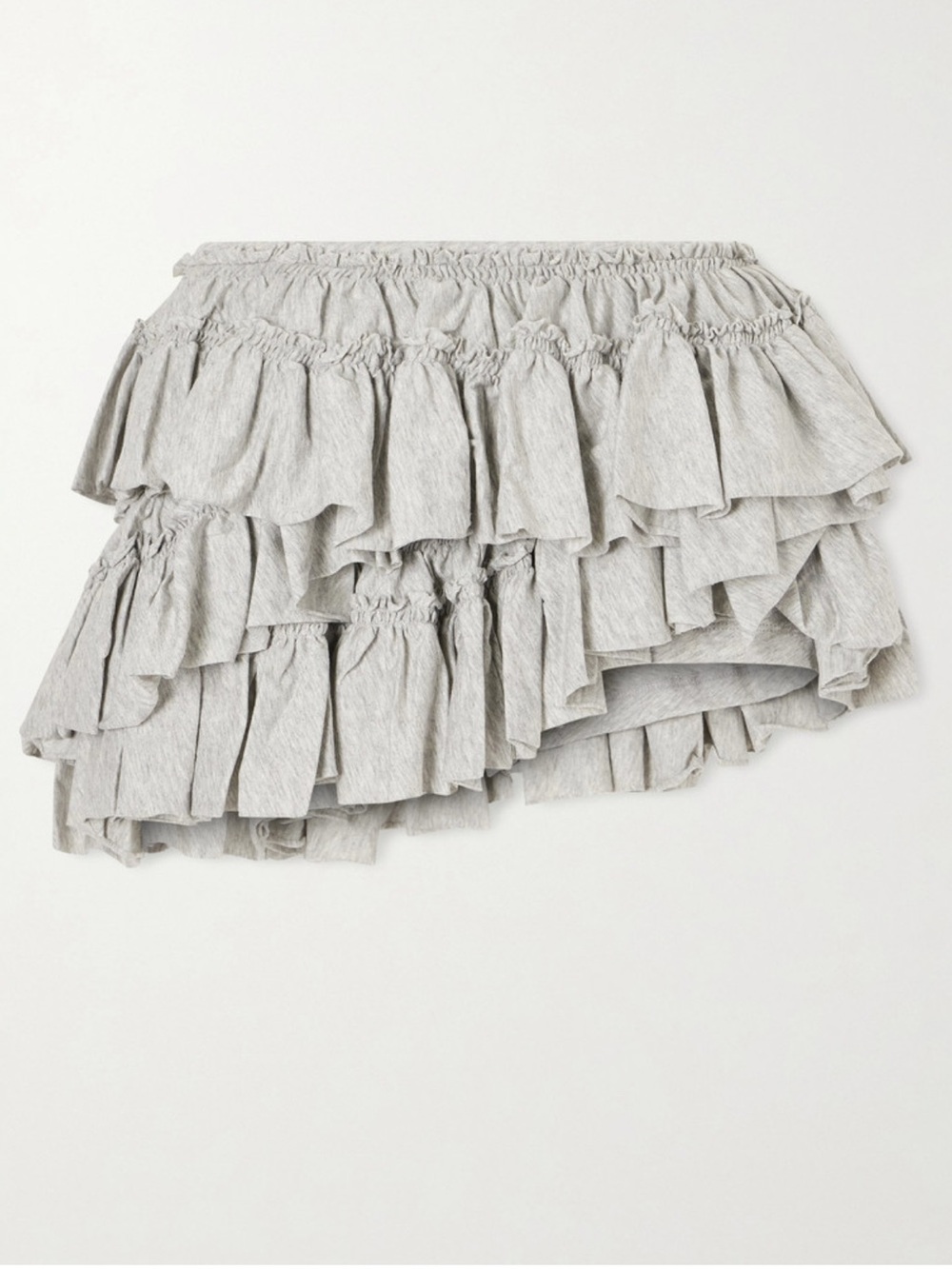 Dries van Noten Runway Huryl Gray Ruffle Minishorts, XS